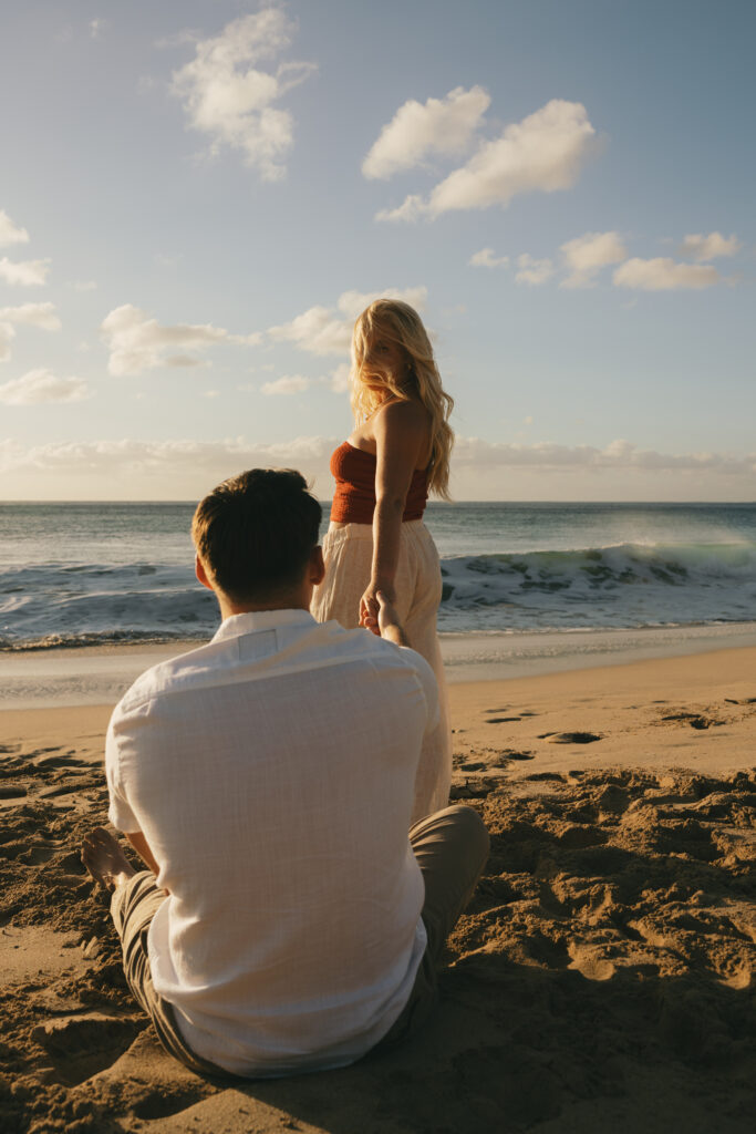 sunset couple at the beach