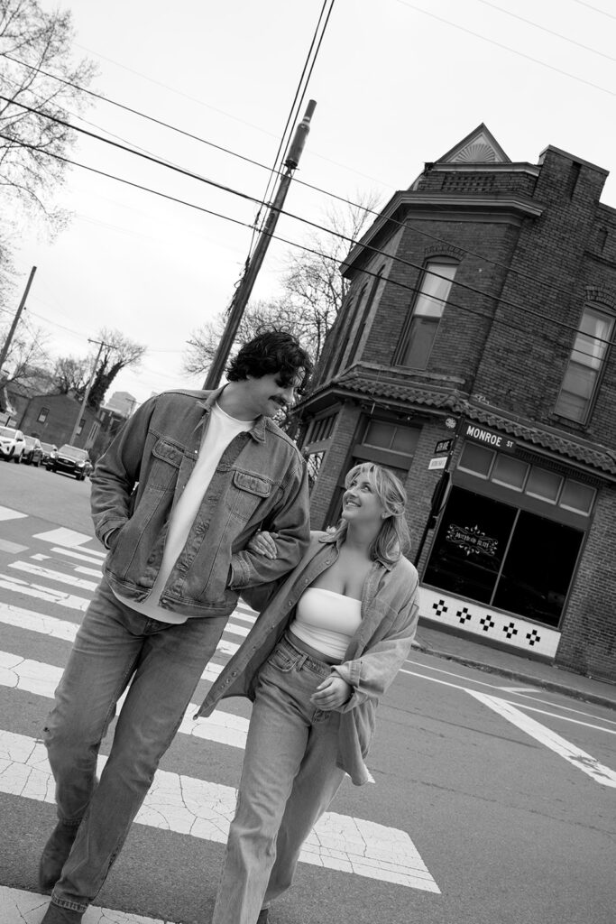 black and white couple talking in Germantown 