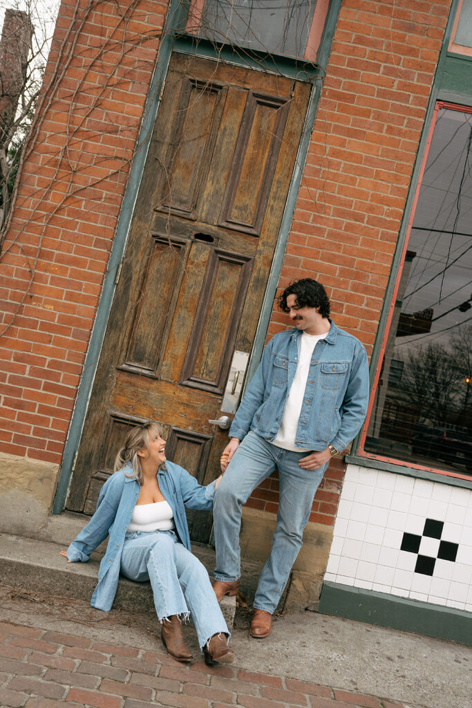 couple sitting on the stairs 