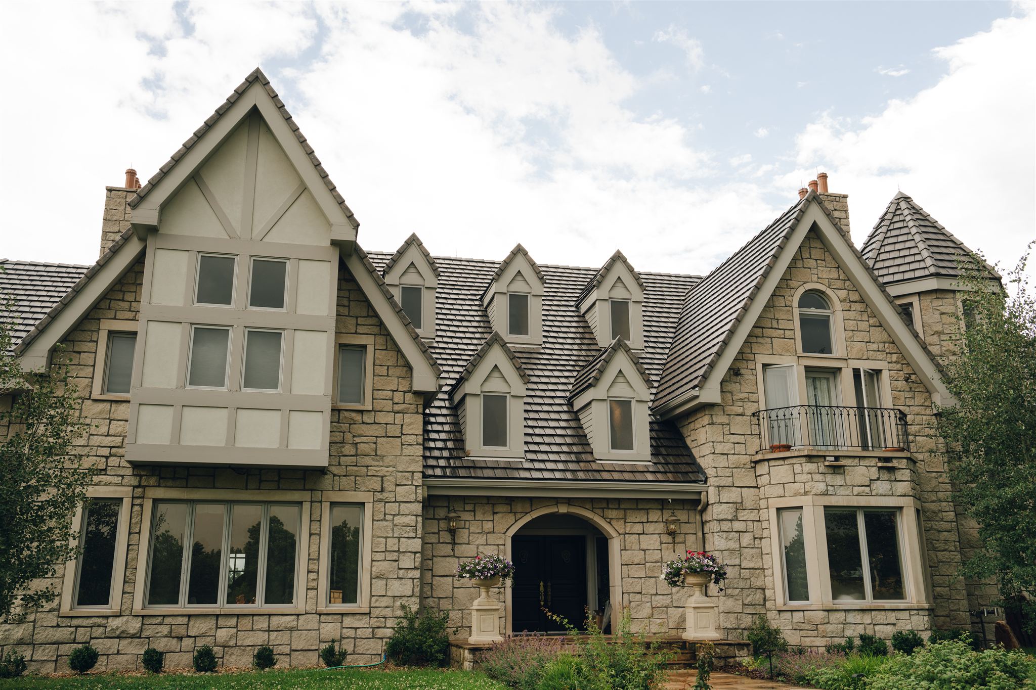 A castle in boulder colorado on a gloomy day.
