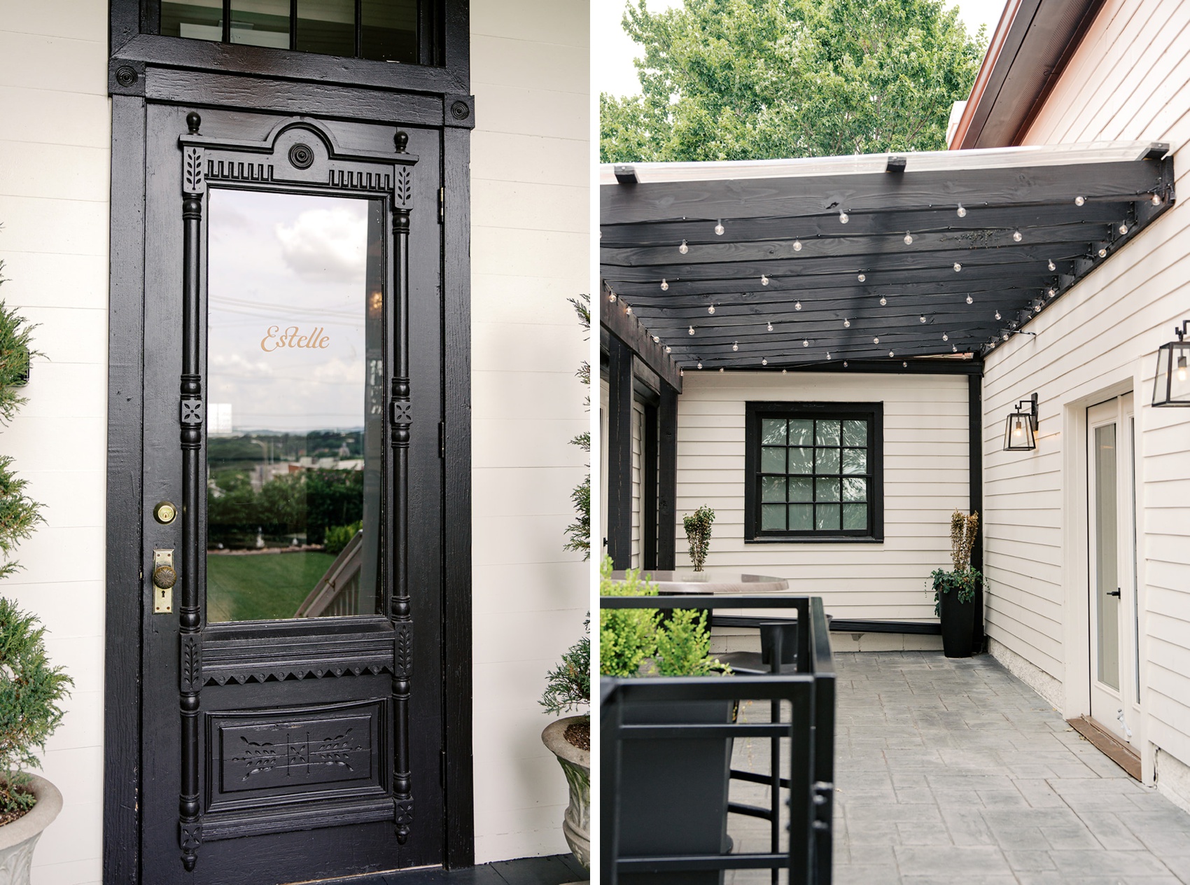 Details of the front entrance and patio of estelle nashville