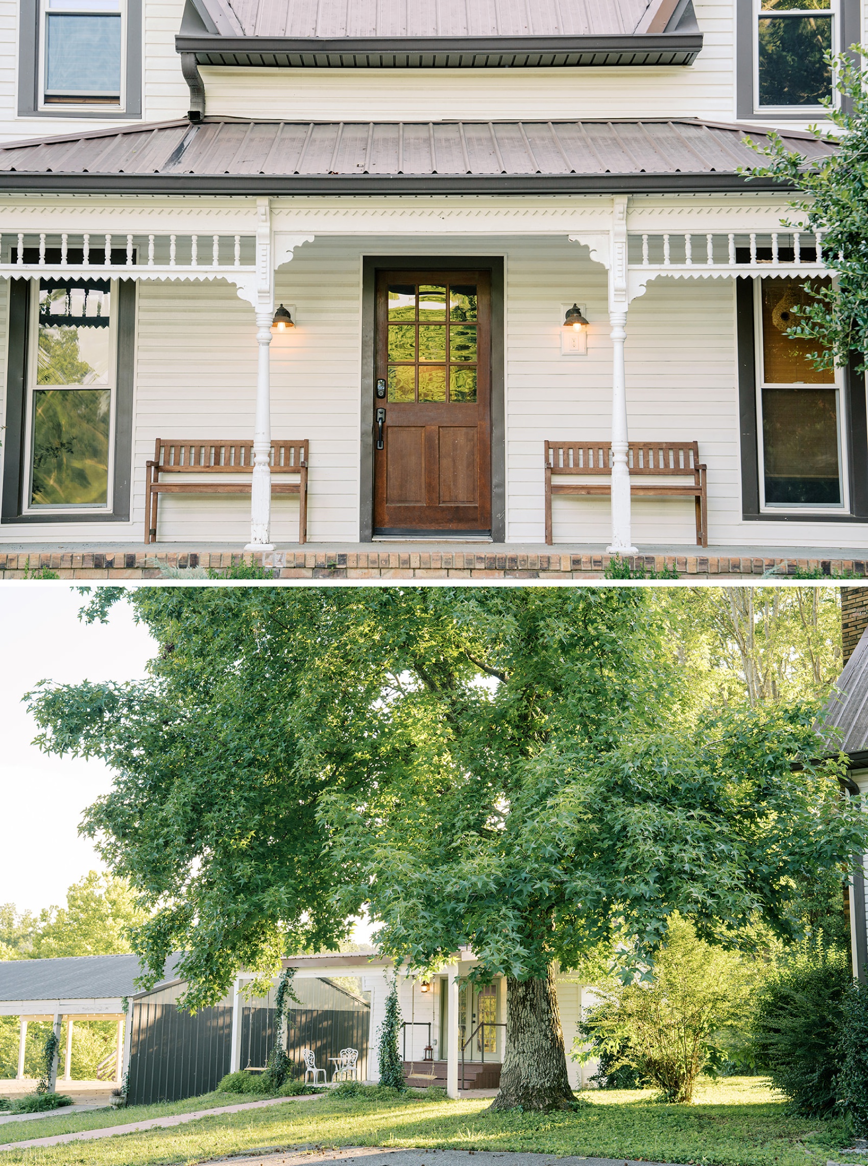 Details of the porch and ground of the eden estate wedding venue