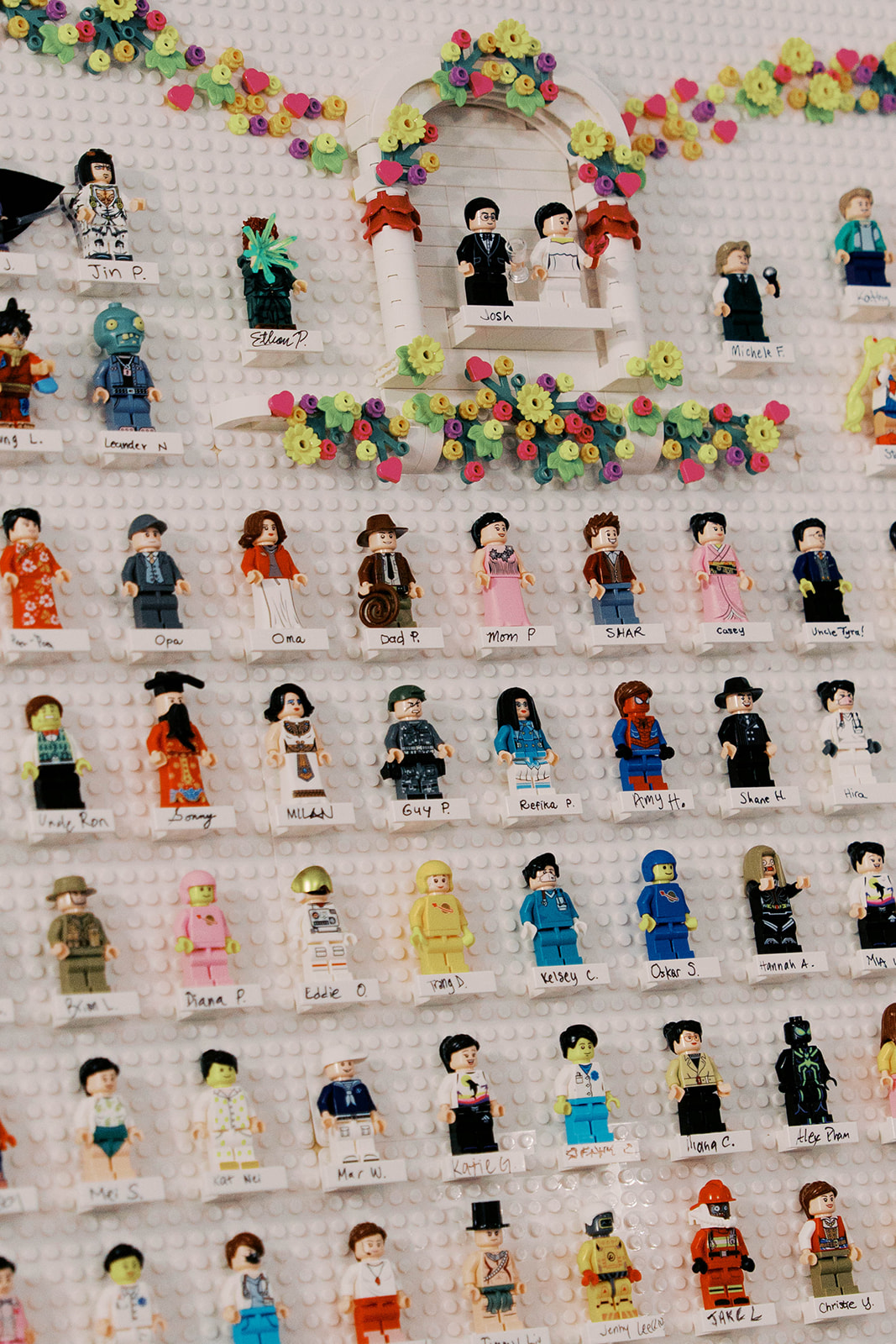 A fun guest book featuring lego characters during a wedding at the view at bluemont in virginia.