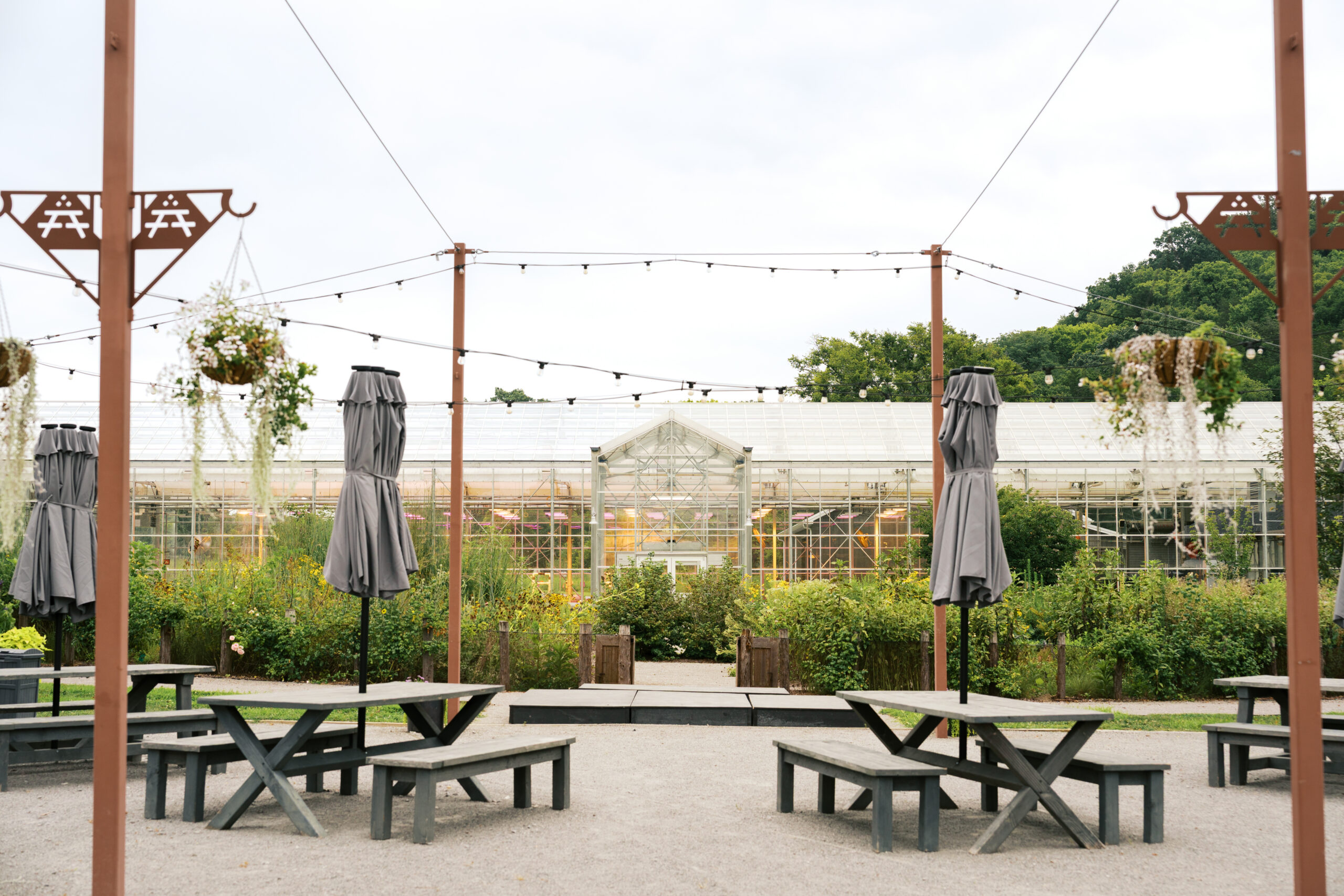 The outside of the greenhouse at southall farm and inn, a luxury wedding venue and resort in franklin tennessee.