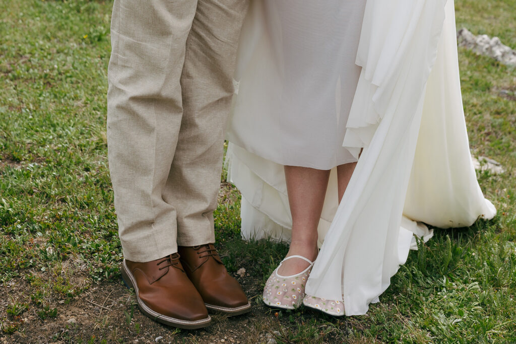 bride and groom intimate elopement shoes 