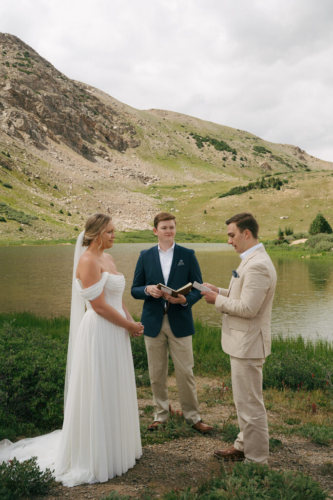 groom reading his vows 