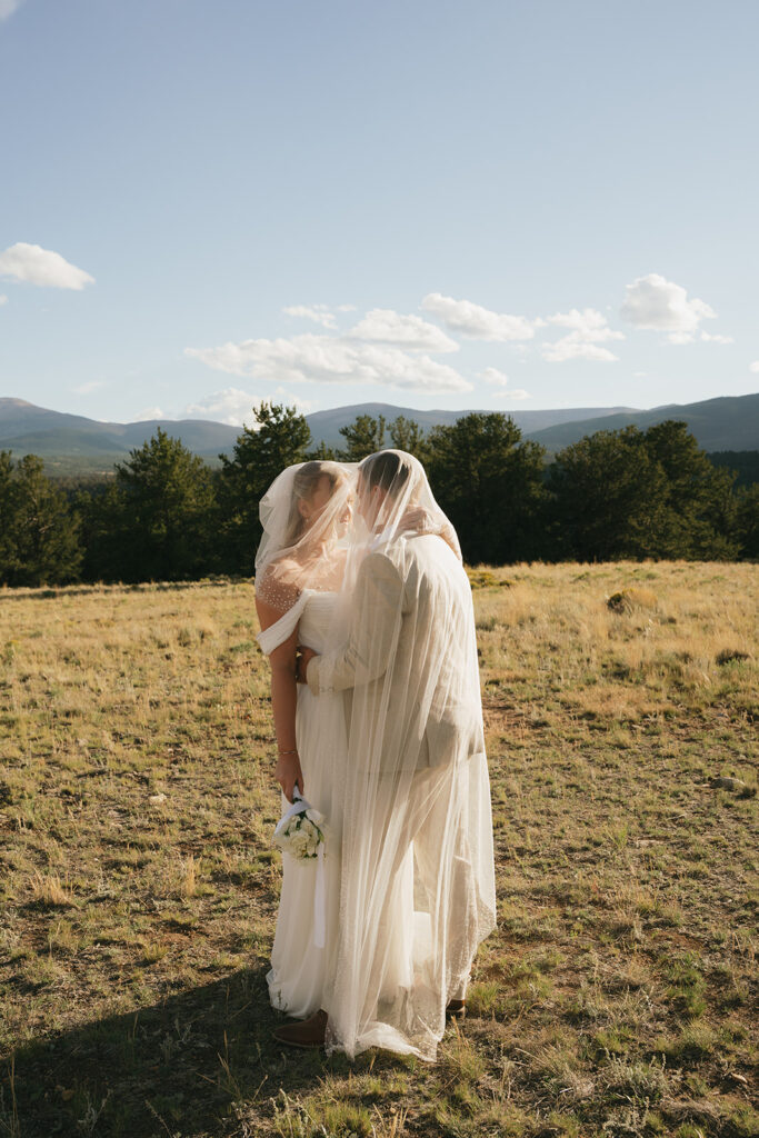 golden hour bride and groom portrait