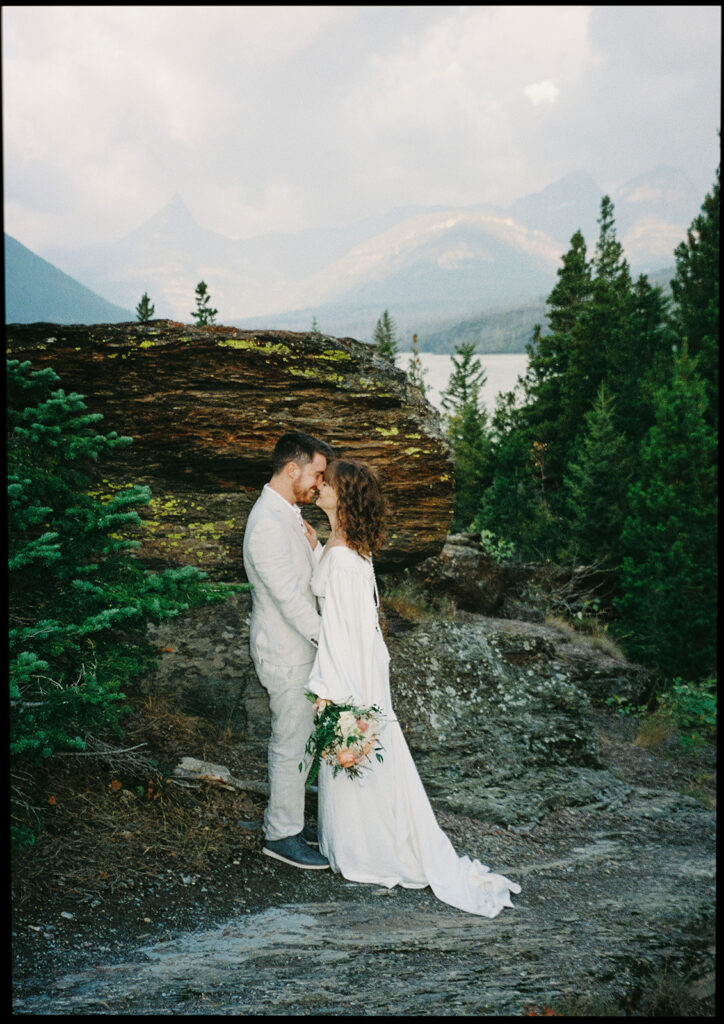 bride and groom kissing