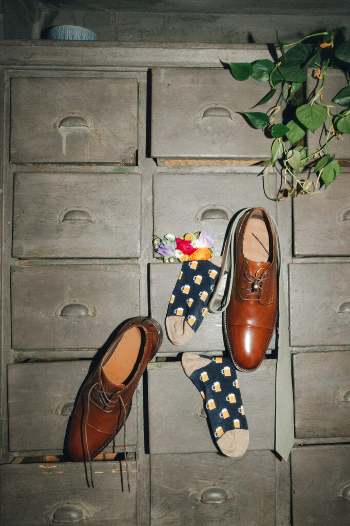 grooms garden themed wedding shoes