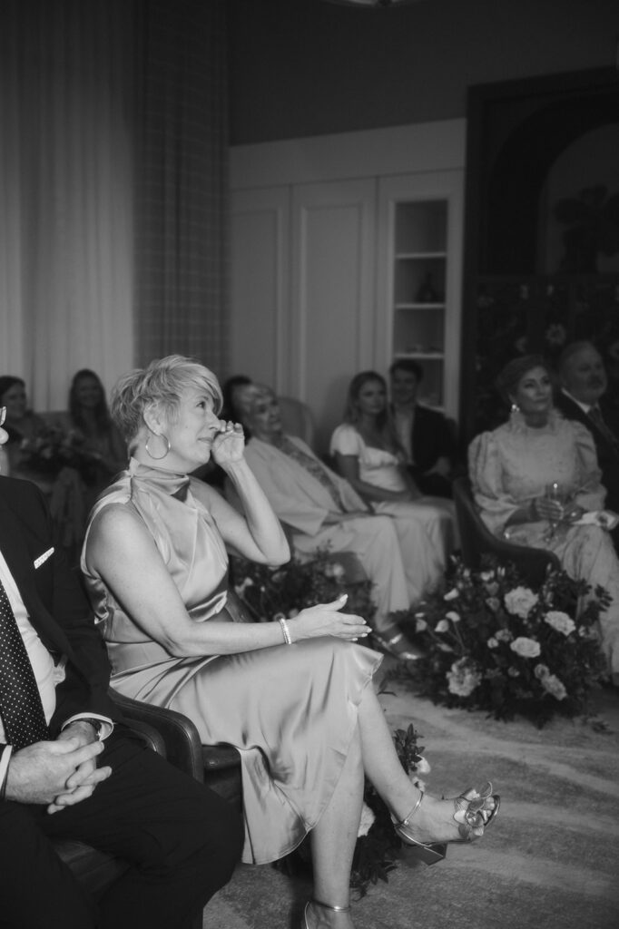 guests emotional at their wedding ceremony 