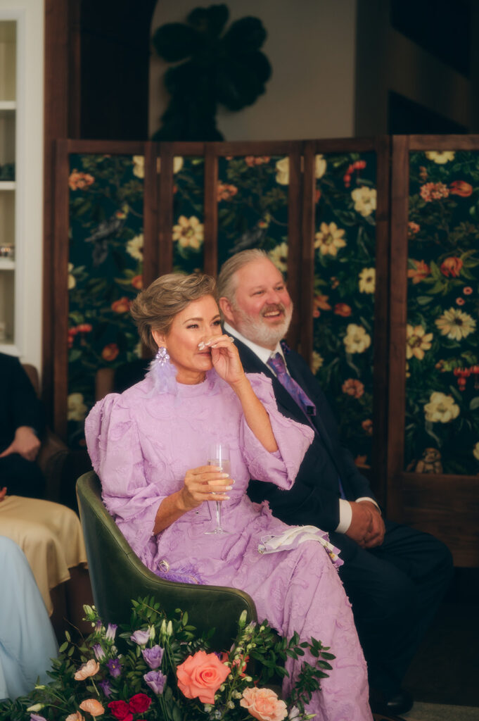 guests at the garden themed wedding ceremony