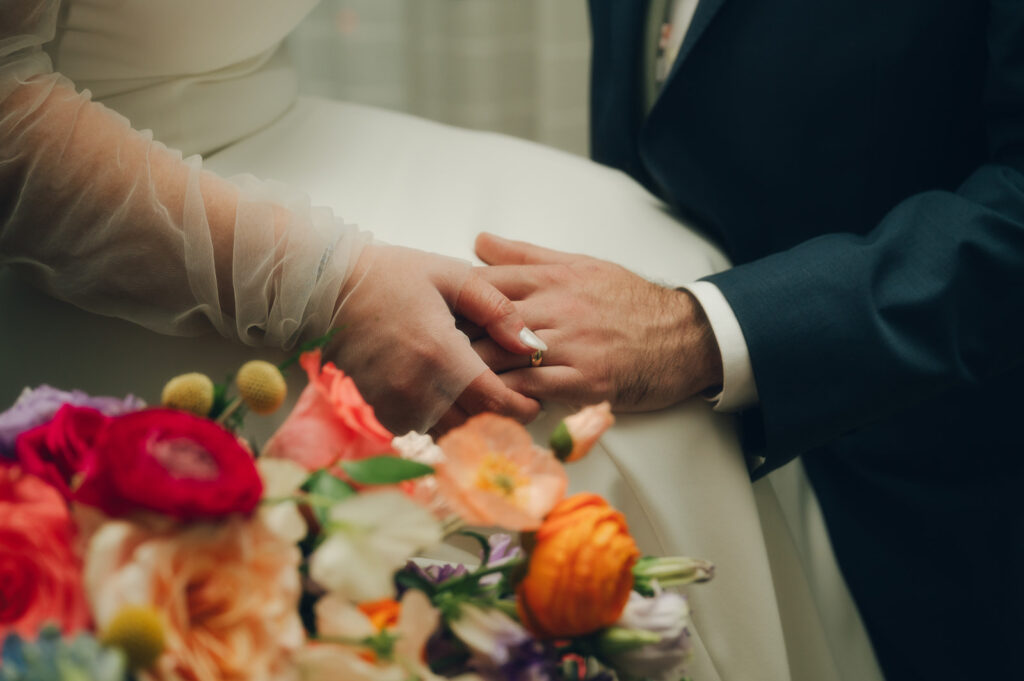 closeup of the stunning wedding ring 