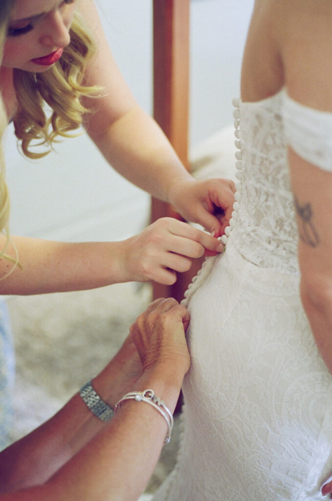 bride getting ready for the ceremony - film on your wedding day