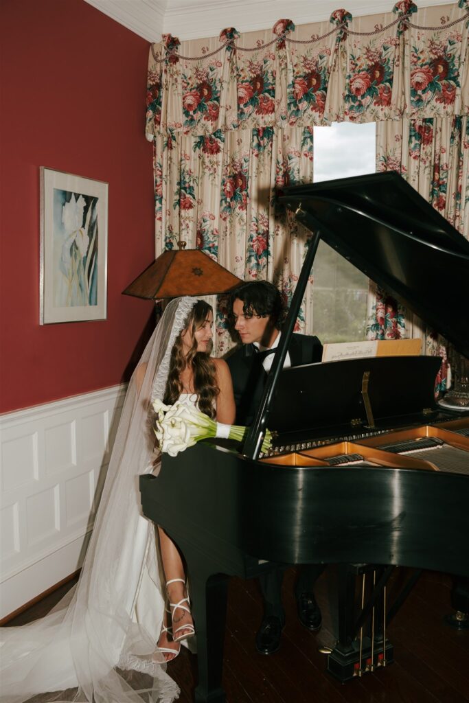 bride and groom portrait after their wedding ceremony 