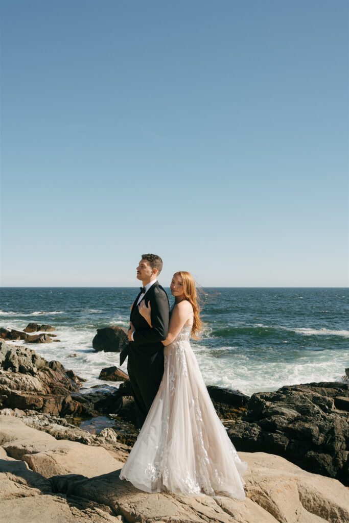 bride hugging the groom