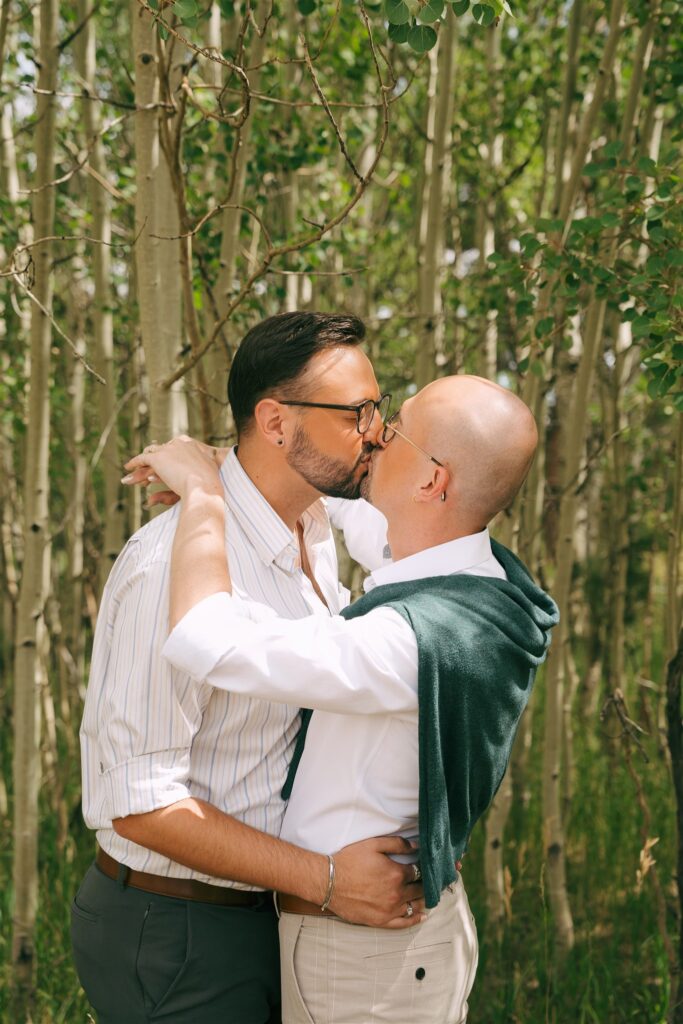 cute couple kissing at their elopement 