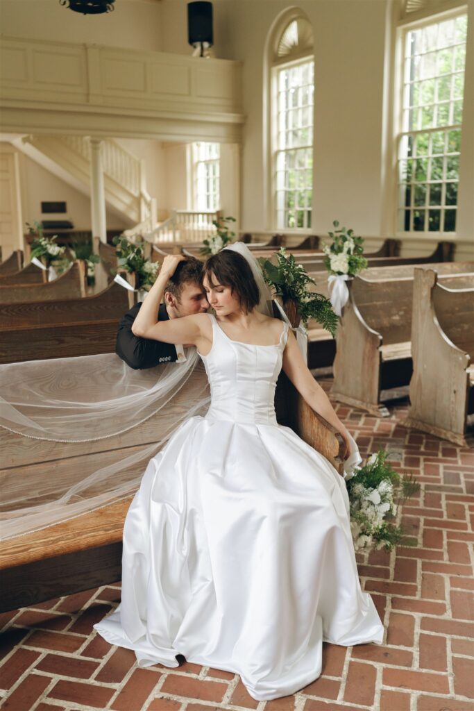 happy couple before heading to their wedding reception