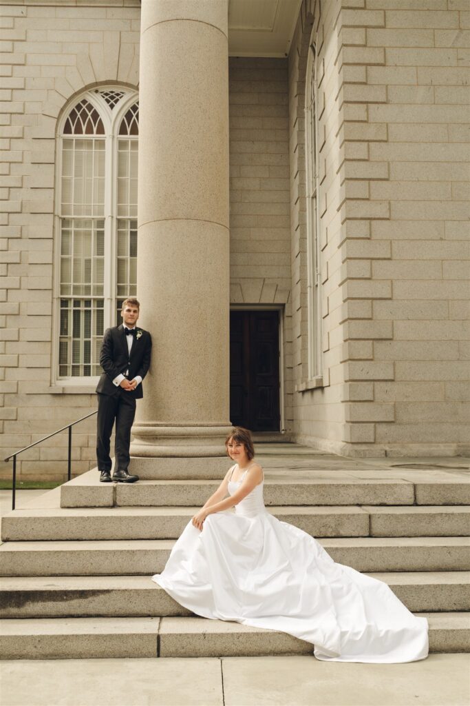 cute picture of the couple before heading to the wedding reception