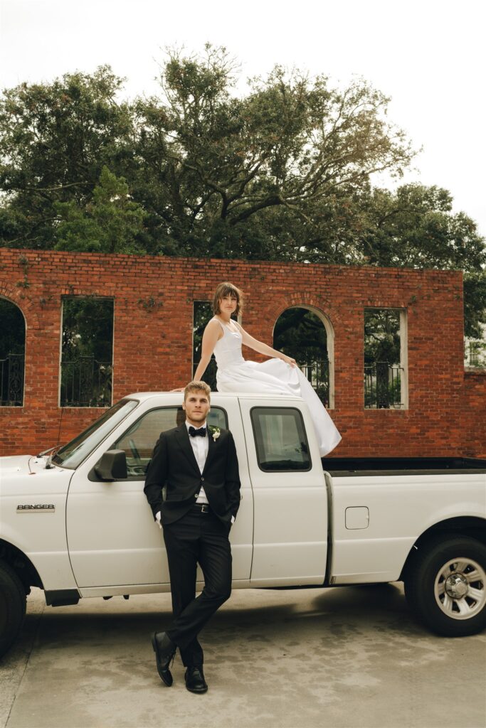 cute portrait of the newly married couple