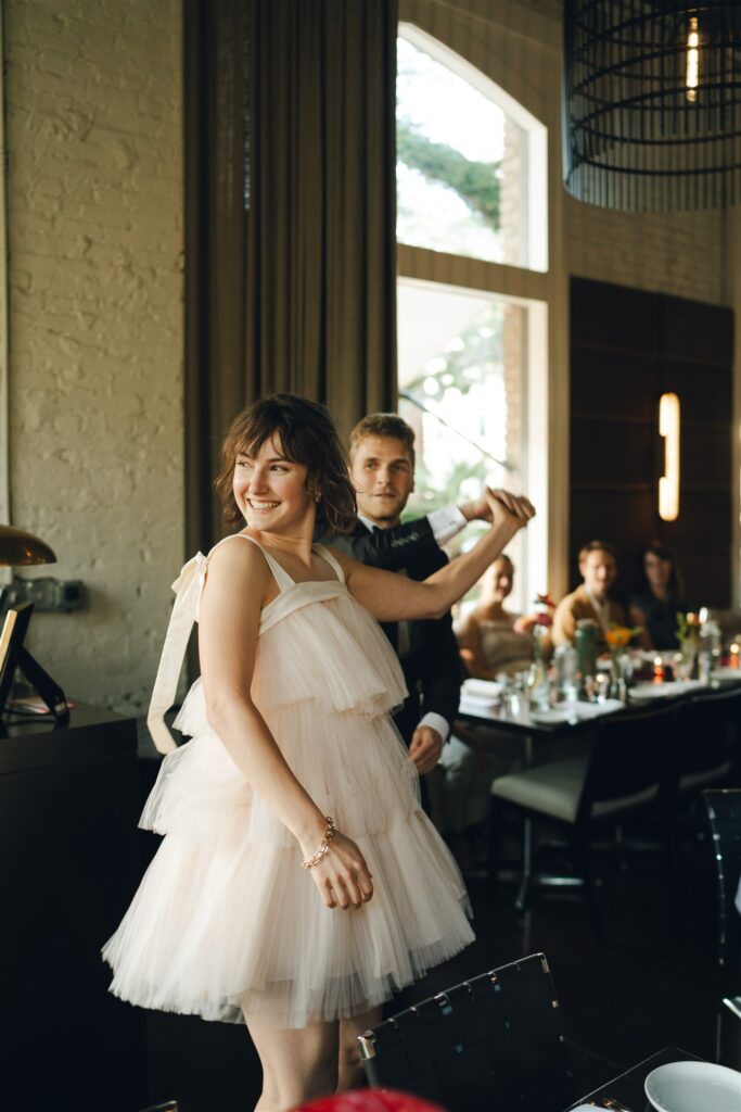 bride and groom first dance at their dream wedding reception