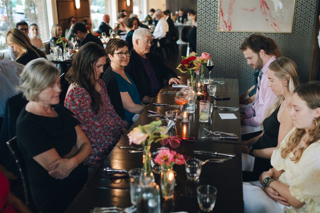 guests at the timeless wedding reception