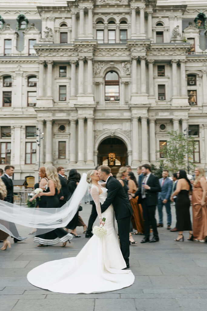 picture of the newlyweds kissing 