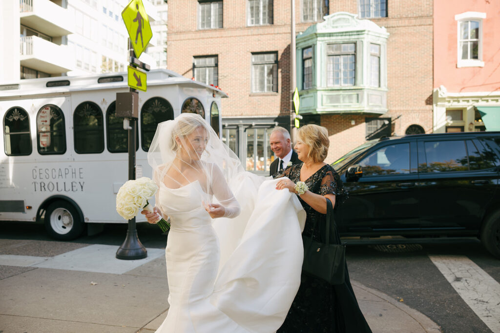 bride at her documentary style wedding before her ceremony