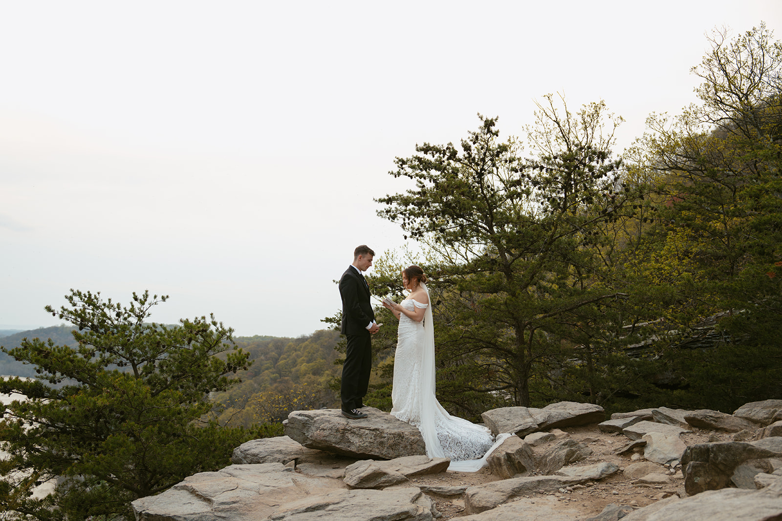 cute couple reading their vows