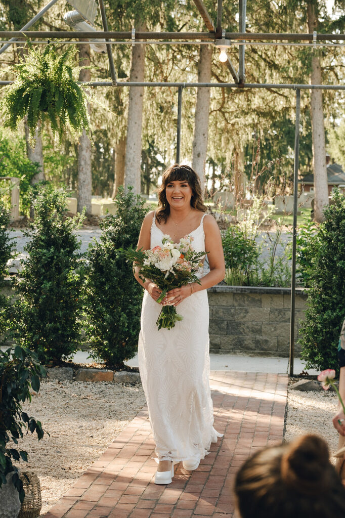 stunning bride walking down the aisle