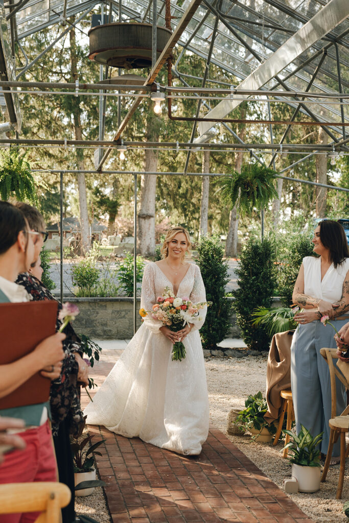 cute bride walking down the aisle