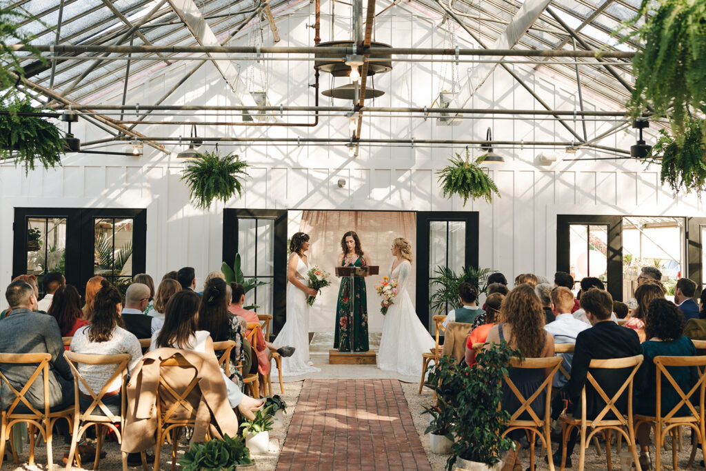 cute couple at their colorful wedding ceremony