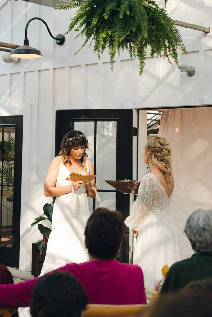 cute couple reading their vows