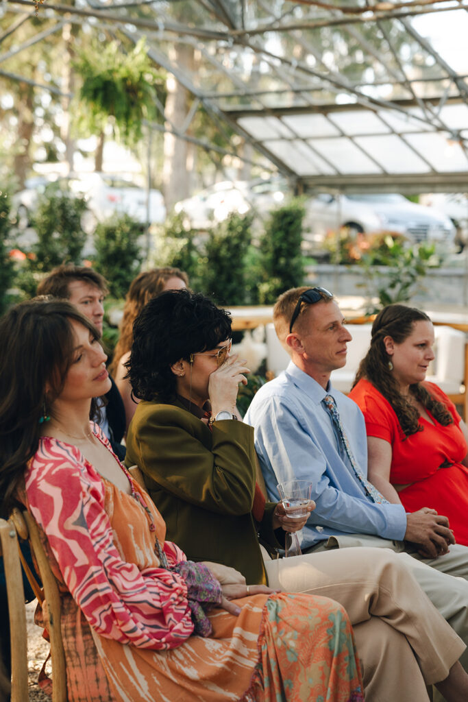 wedding guests emotional at the ceremony