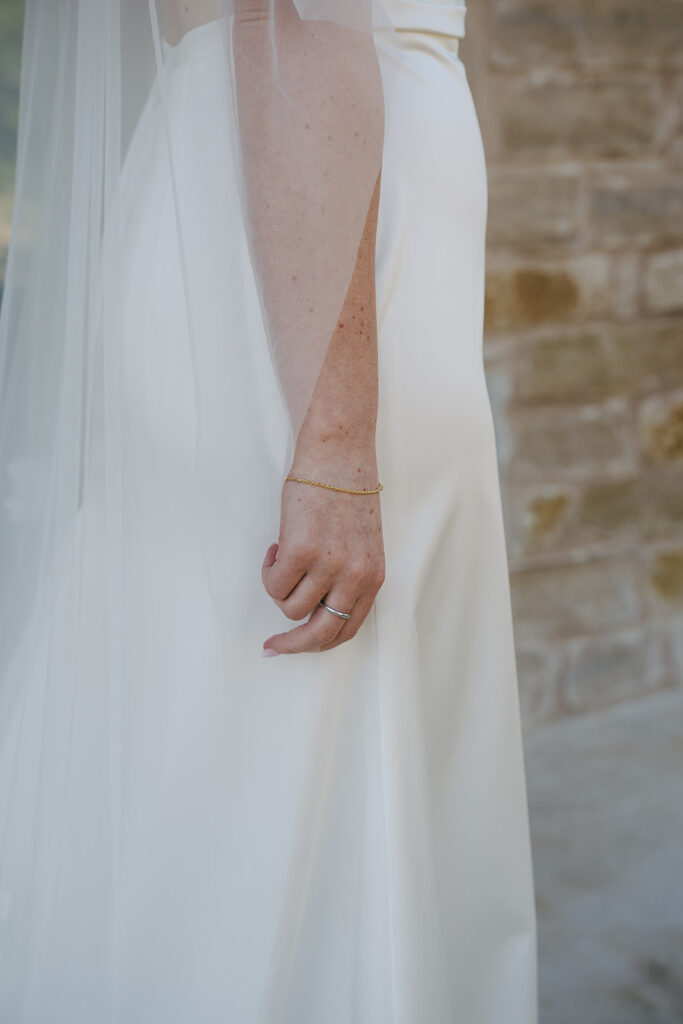 cute jewelry the bride wore on her relaxed wedding day