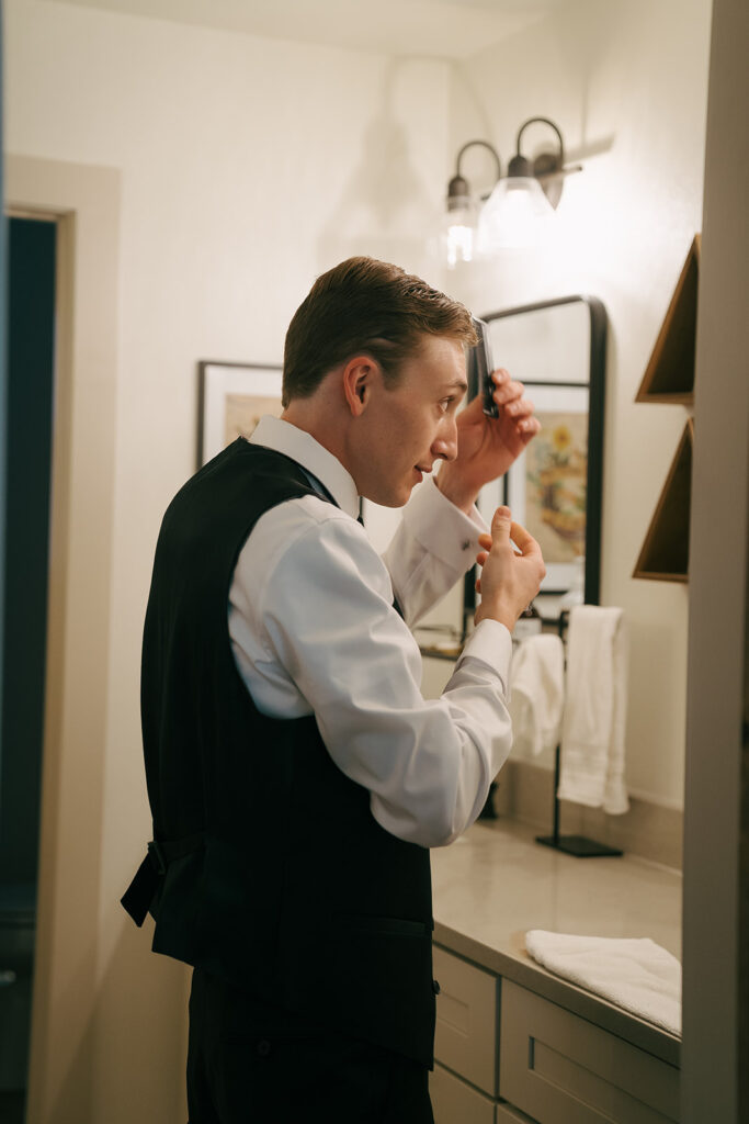 groom getting ready for his wedding ceremony