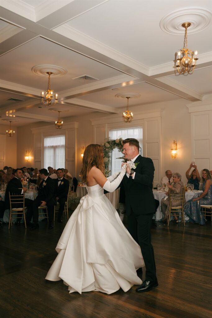 newlyweds first dance at the wedding reception