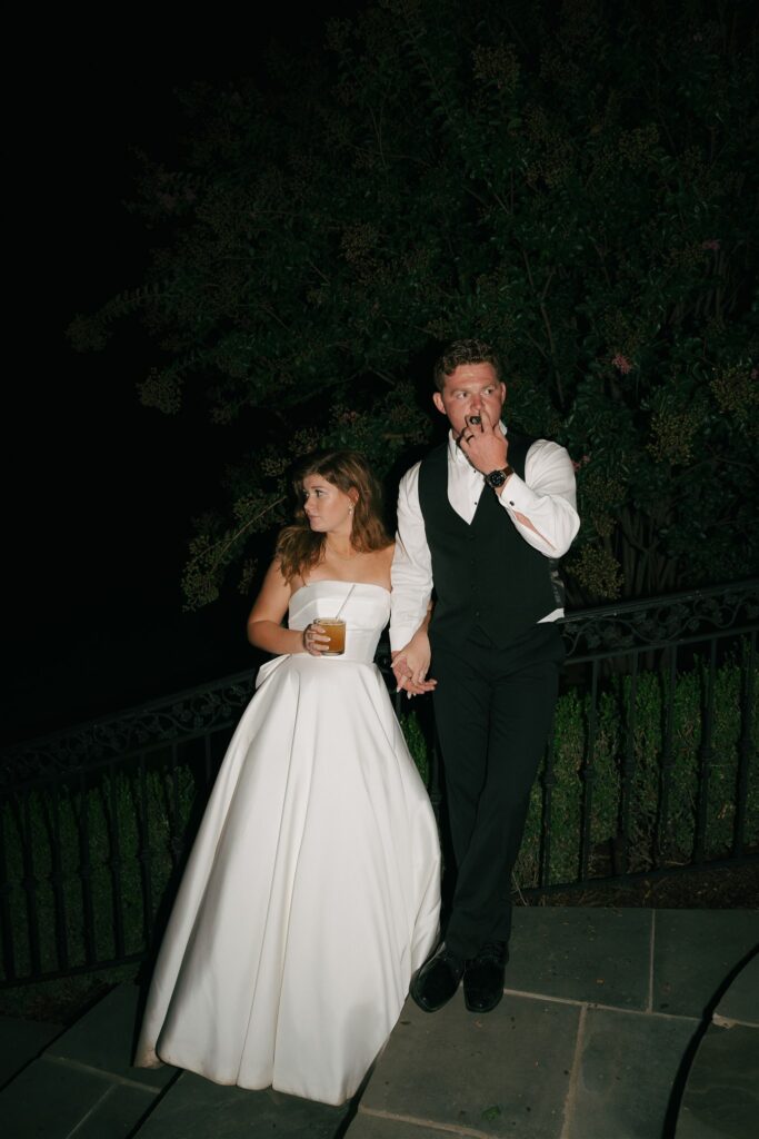 bride and groom at their wedding party