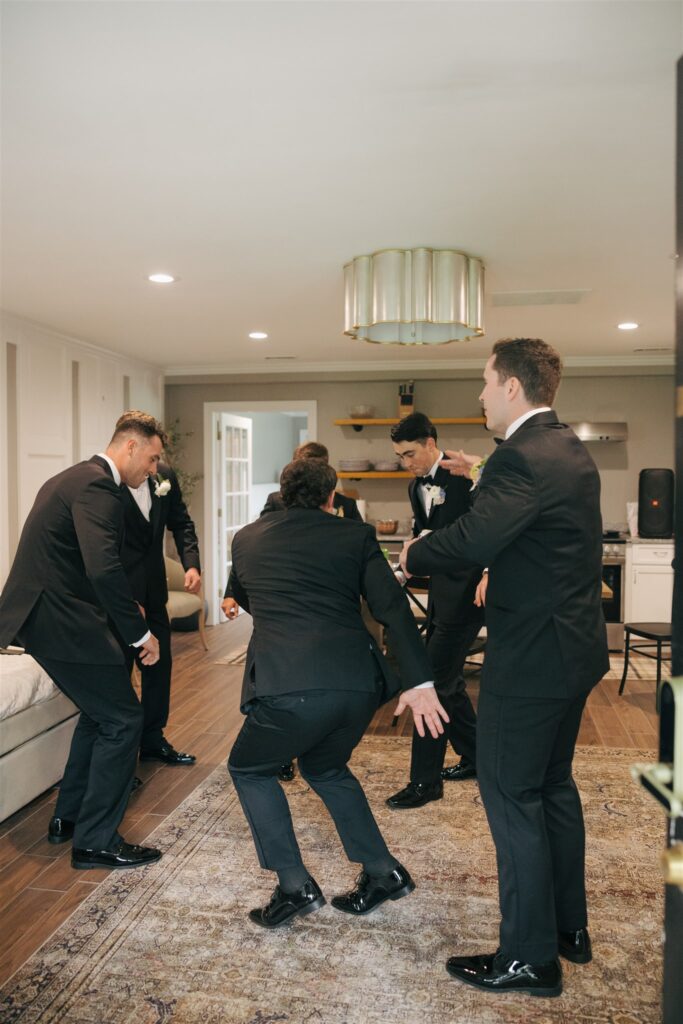 groom and his friends at the coastal inspired wedding