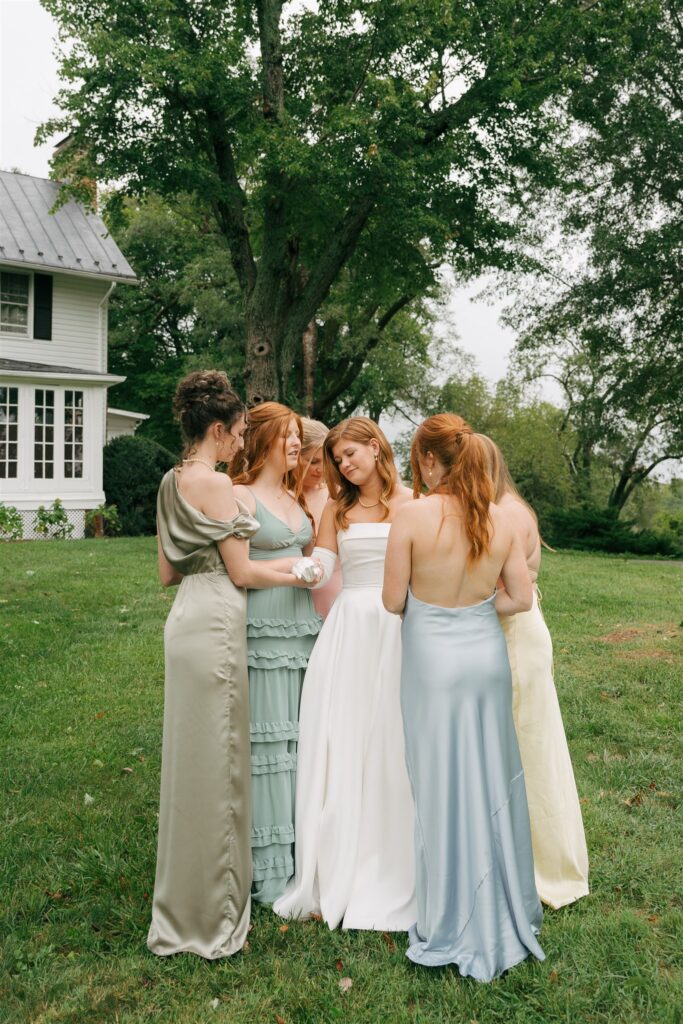 bride and her friends at the coastal inspired wedding 