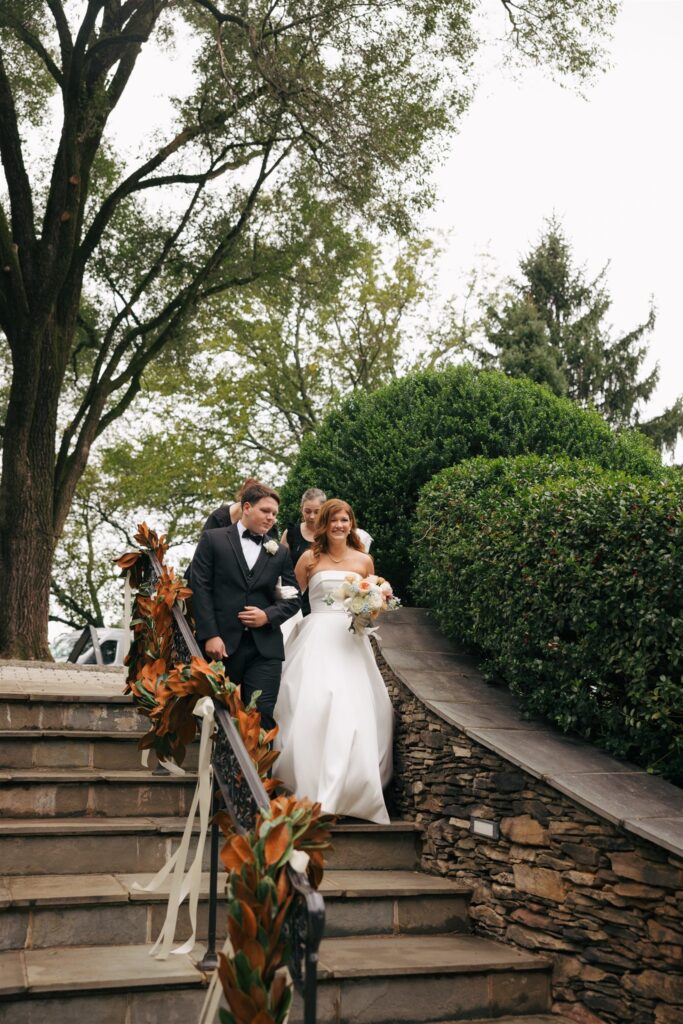 stunning bride walking down the aisle for her wedding ceremony 