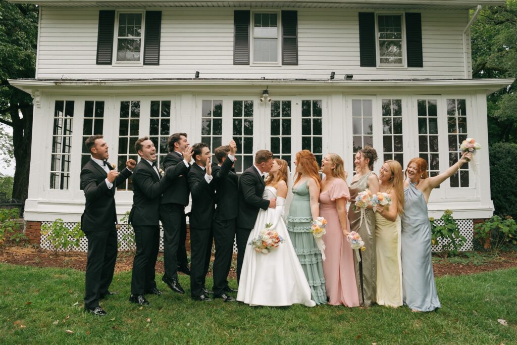 newlyweds before heading to their wedding reception