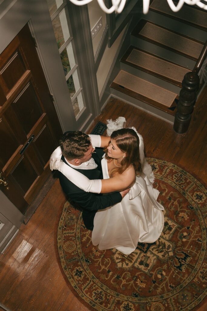 couple dancing before heading to the wedding reception