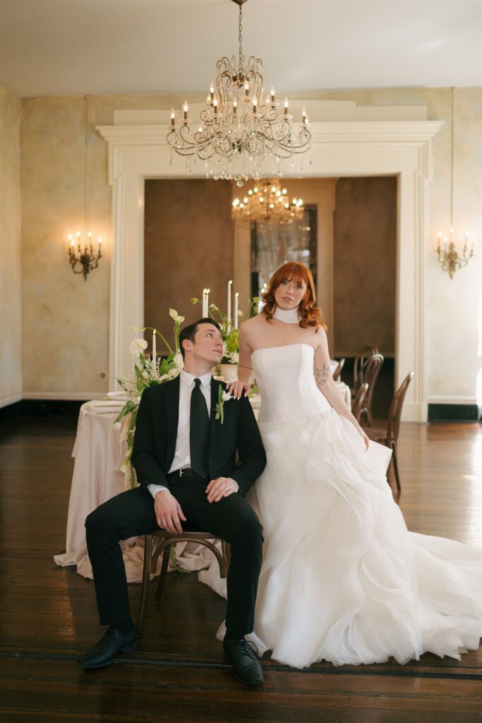 editorial nashville couple at wedding at Riverwood mansion