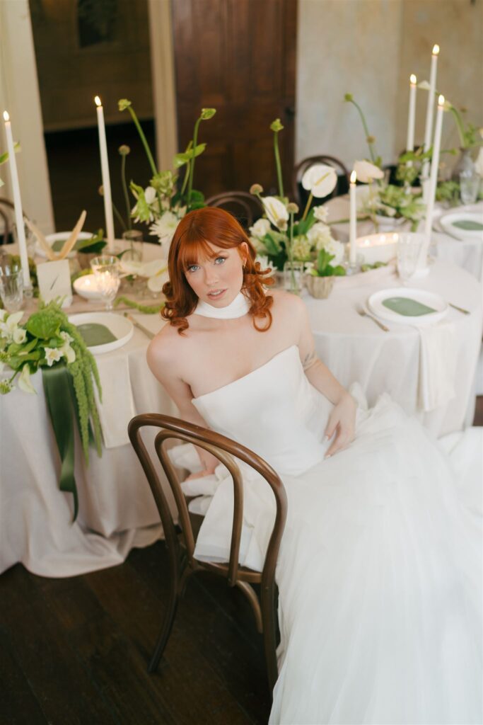 redhead editorial bride for wedding styled shoot