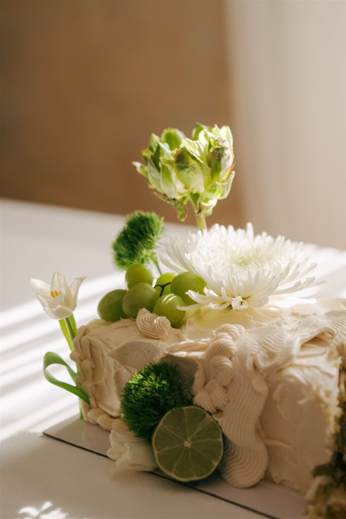 green floral wedding cake design 