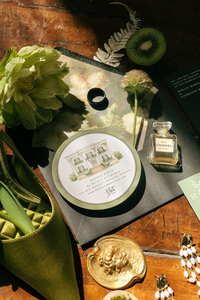 up close editorial wedding flat lay detail shot