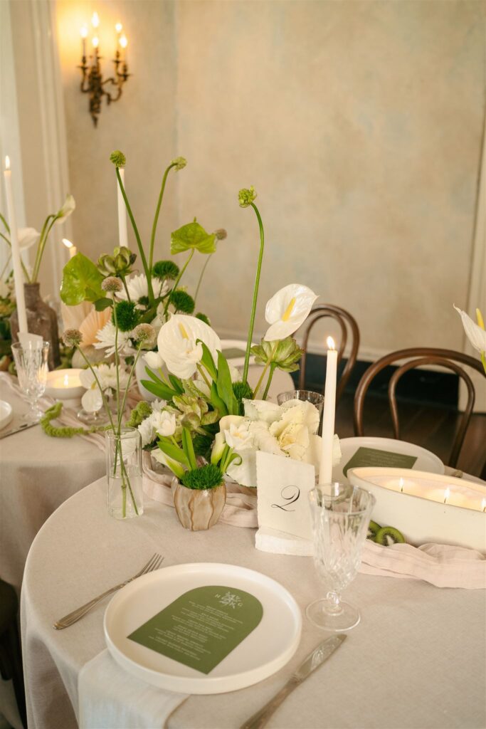 green floral wedding centerpiece 
