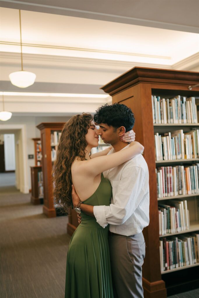 couple touching noses at  a public library in Nashville