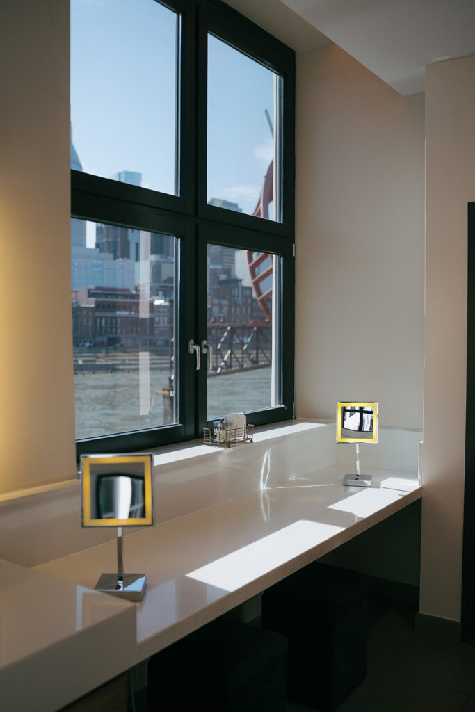 modern luxury makeup station at Nashville wedding venue 