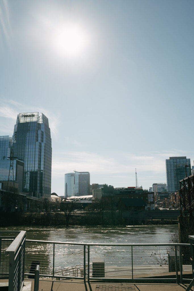 View of downtown Nashville from wedding venue 